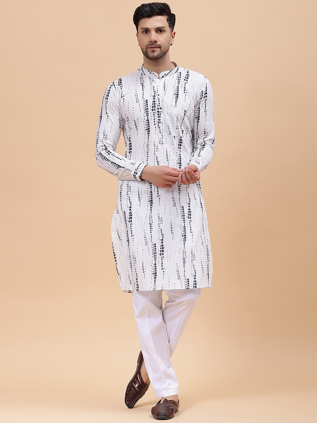 

See Designs Men Tie & Dye Pure Cotton Staright Kurta, White