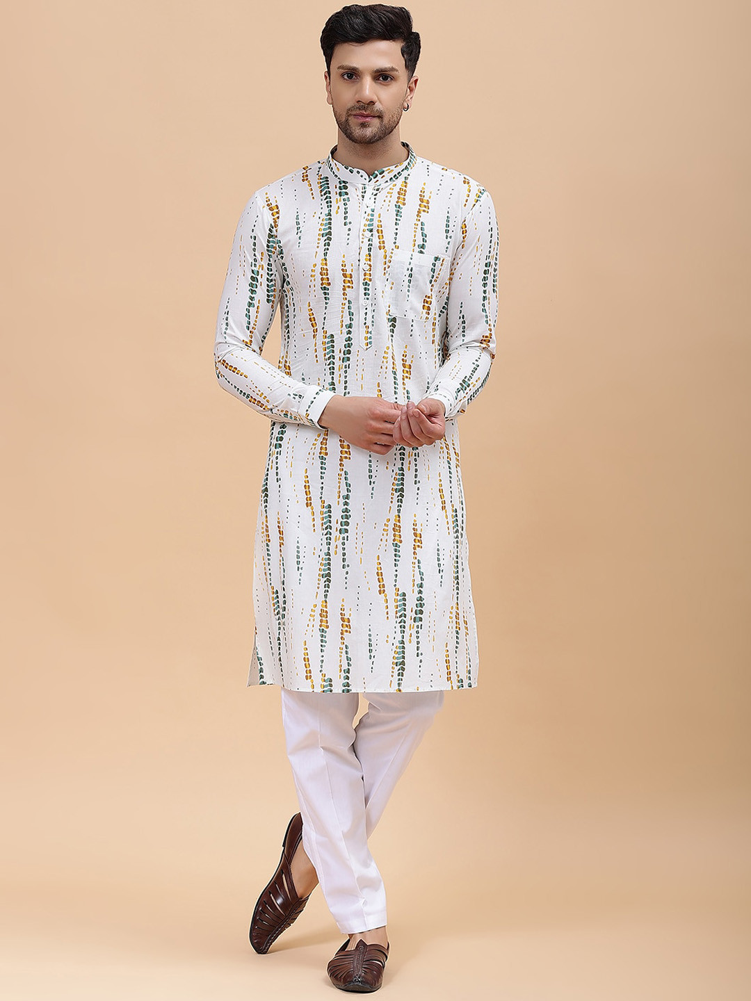 

See Designs Tie And Dye Straight Pure Cotton Kurta, White