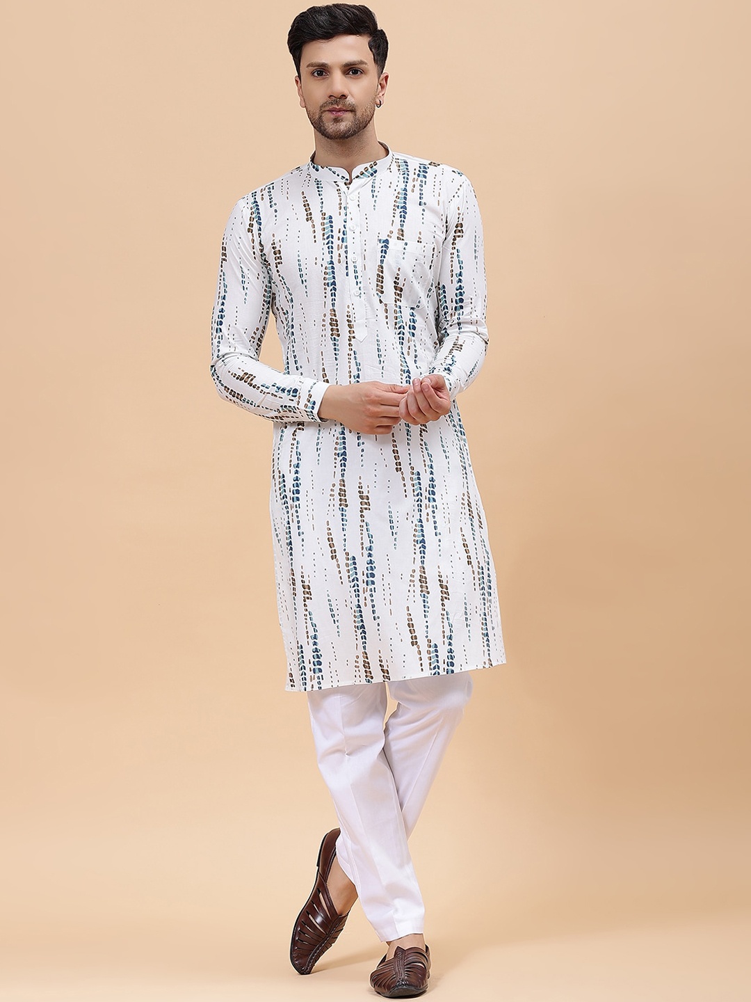 

See Designs Tie And Dye Straight Pure Cotton Kurta, White
