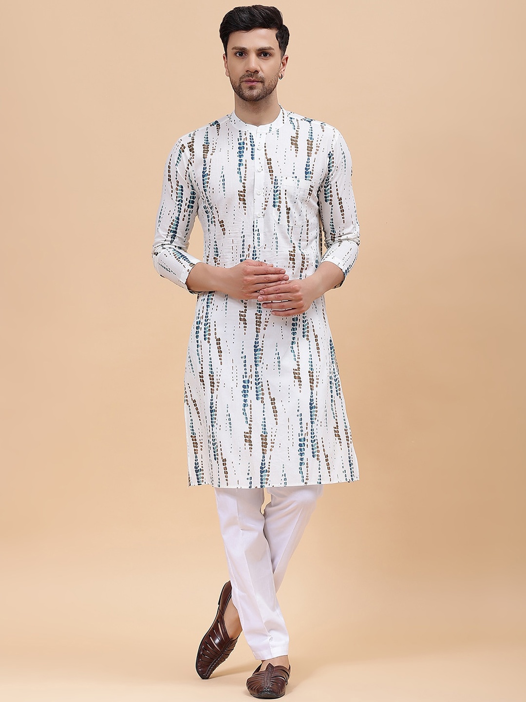 

See Designs Tie And Dye Straight Pure Cotton Kurta, White