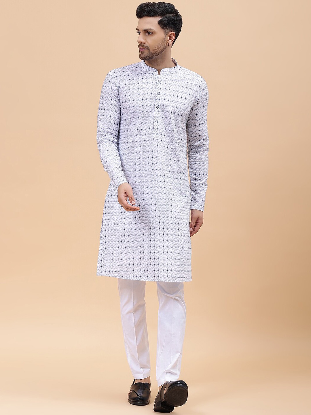

See Designs Printed Straight Pure Cotton Kurta, White