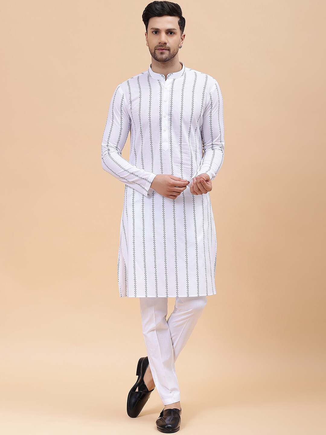 

See Designs Striped Pure Cotton Kurta, White