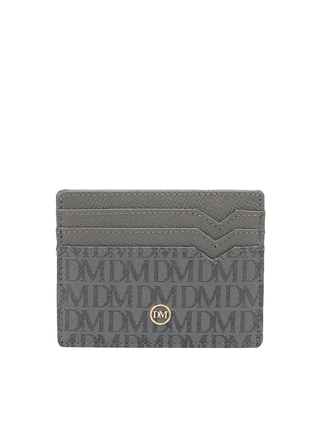 

Da Milano Typography Printed Leather Card Holder, Grey