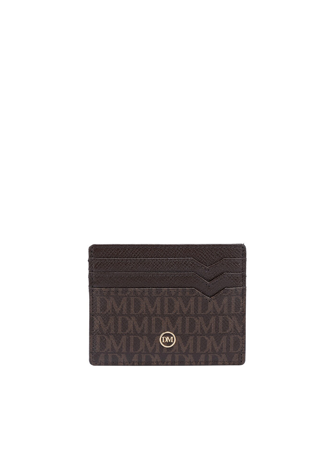 

Da Milano Typography Printed Leather Card Holder, Brown