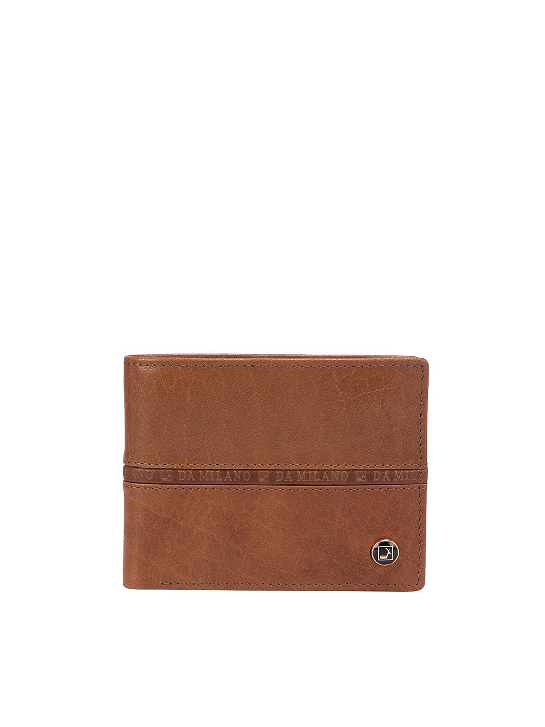 

Da Milano Men Textured Leather Two Fold Wallet, Brown