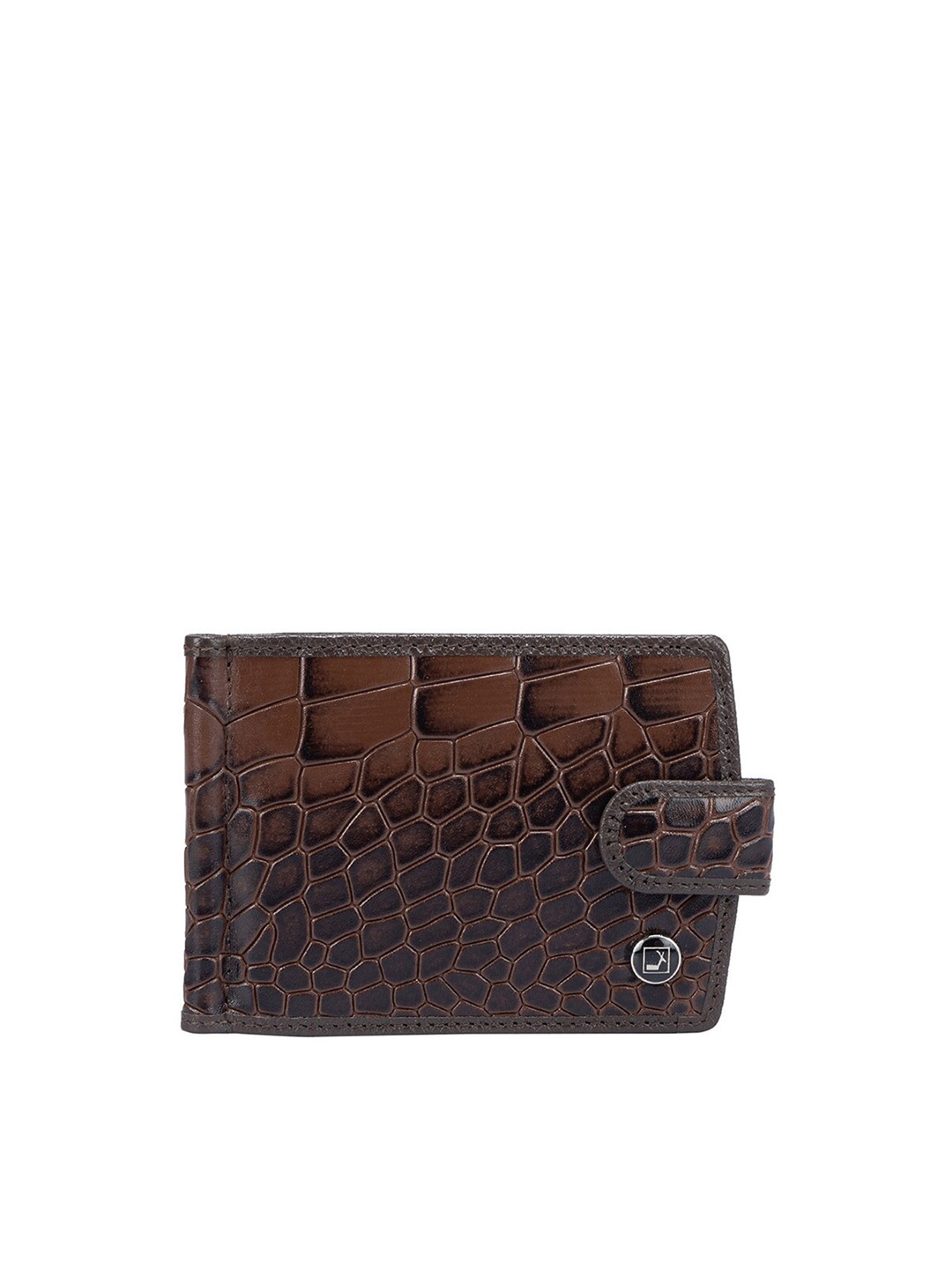 

Da Milano Men Geometric Textured Leather Money Clip, Brown