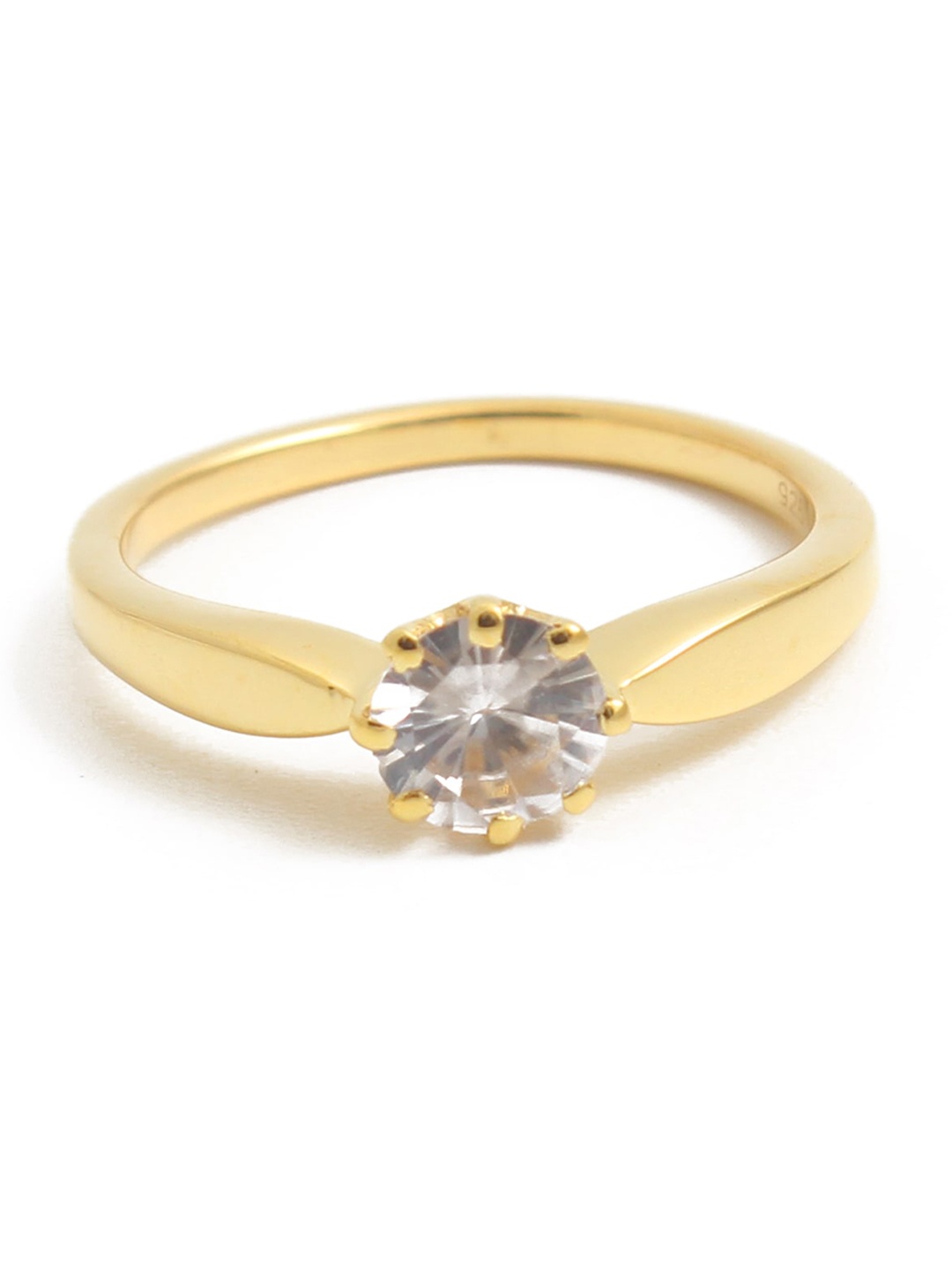 

HIFLYER JEWELS 92.5 Sterling Silver Gold-Plated CZ-Studded Ring