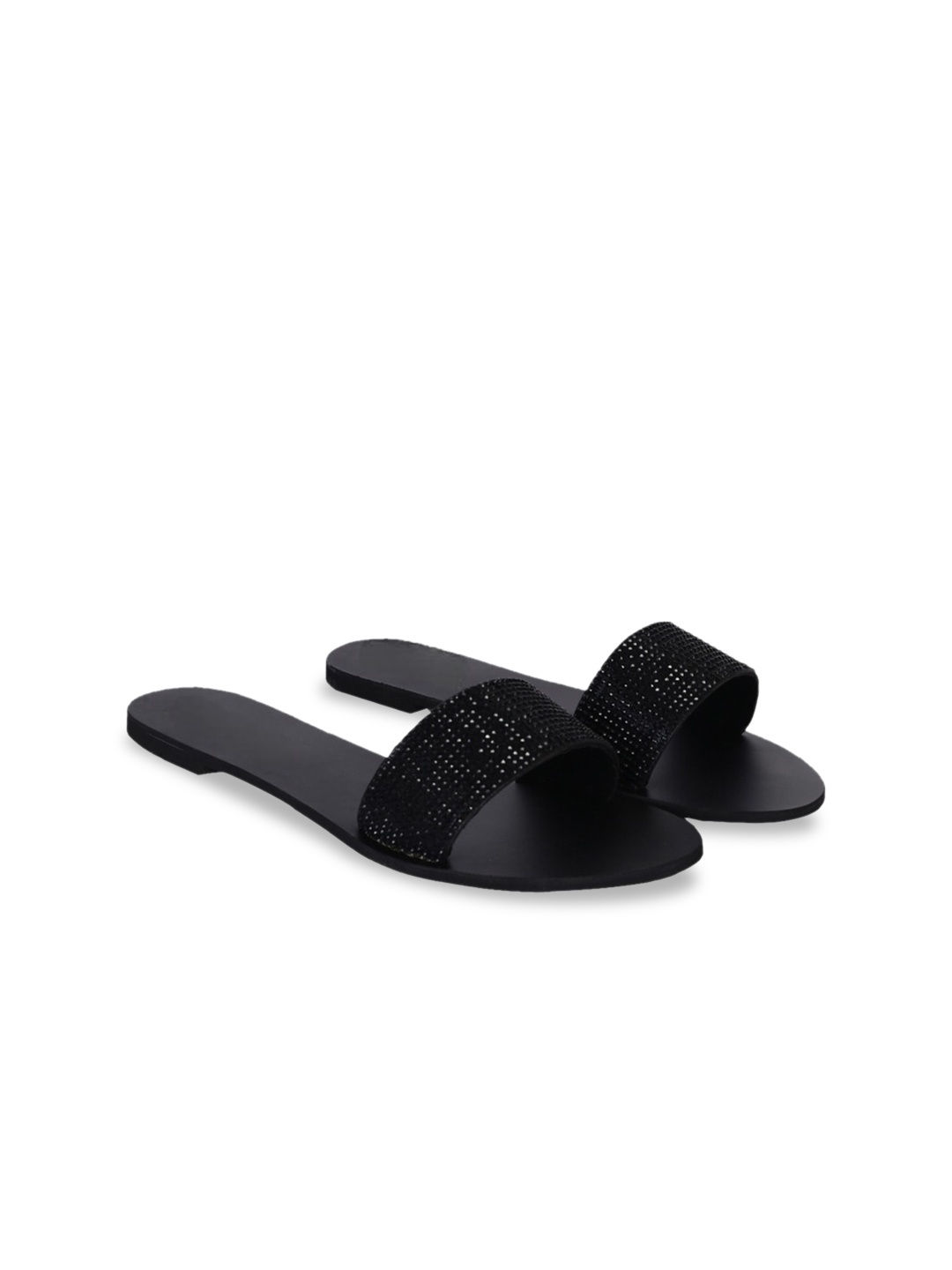 

Anouk Black Embellished Open Toe Flats
