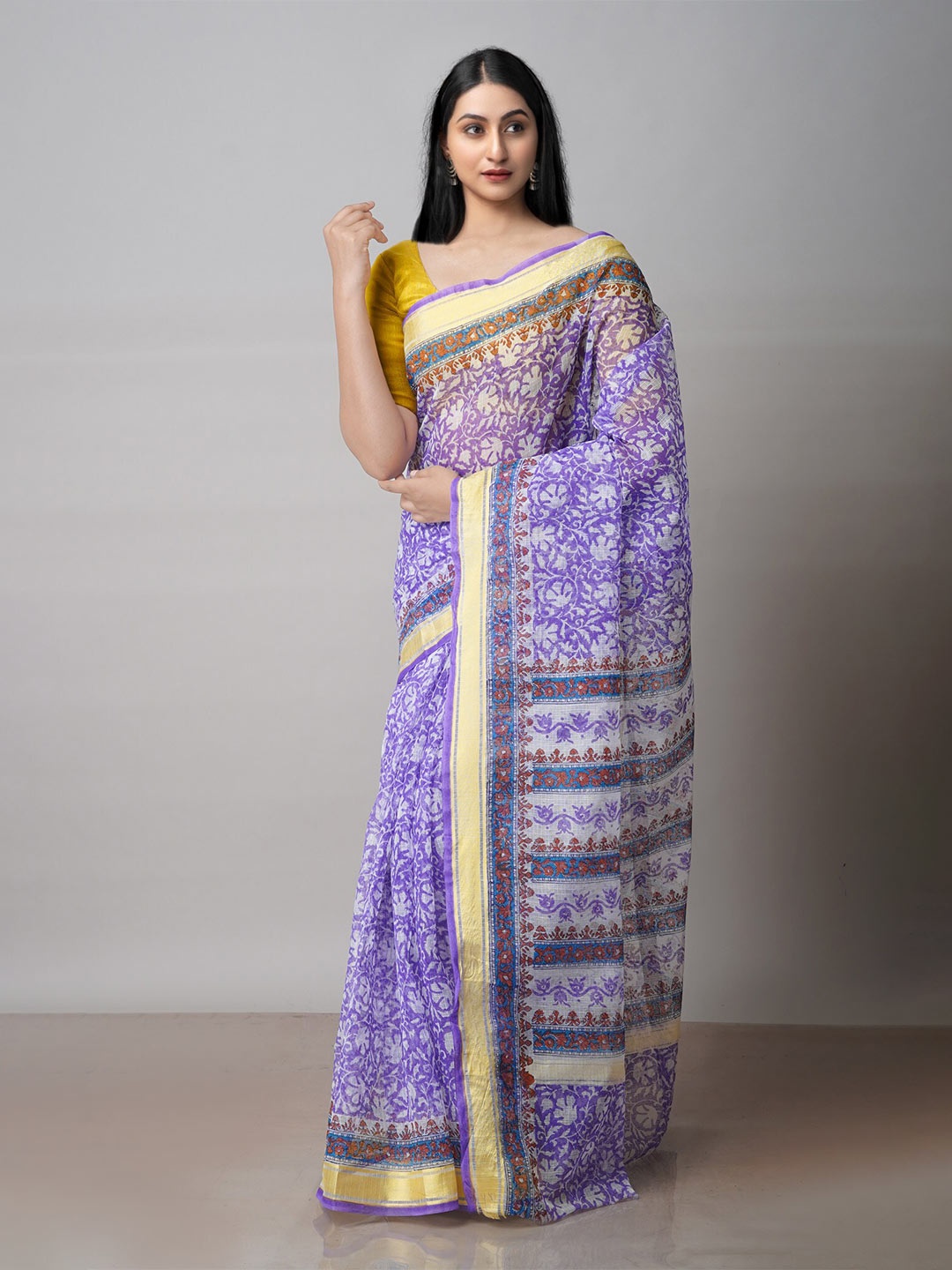 

Unnati Silks Ethnic Motifs Ethnic Motifs Zari Pure Cotton Kota Saree, Violet