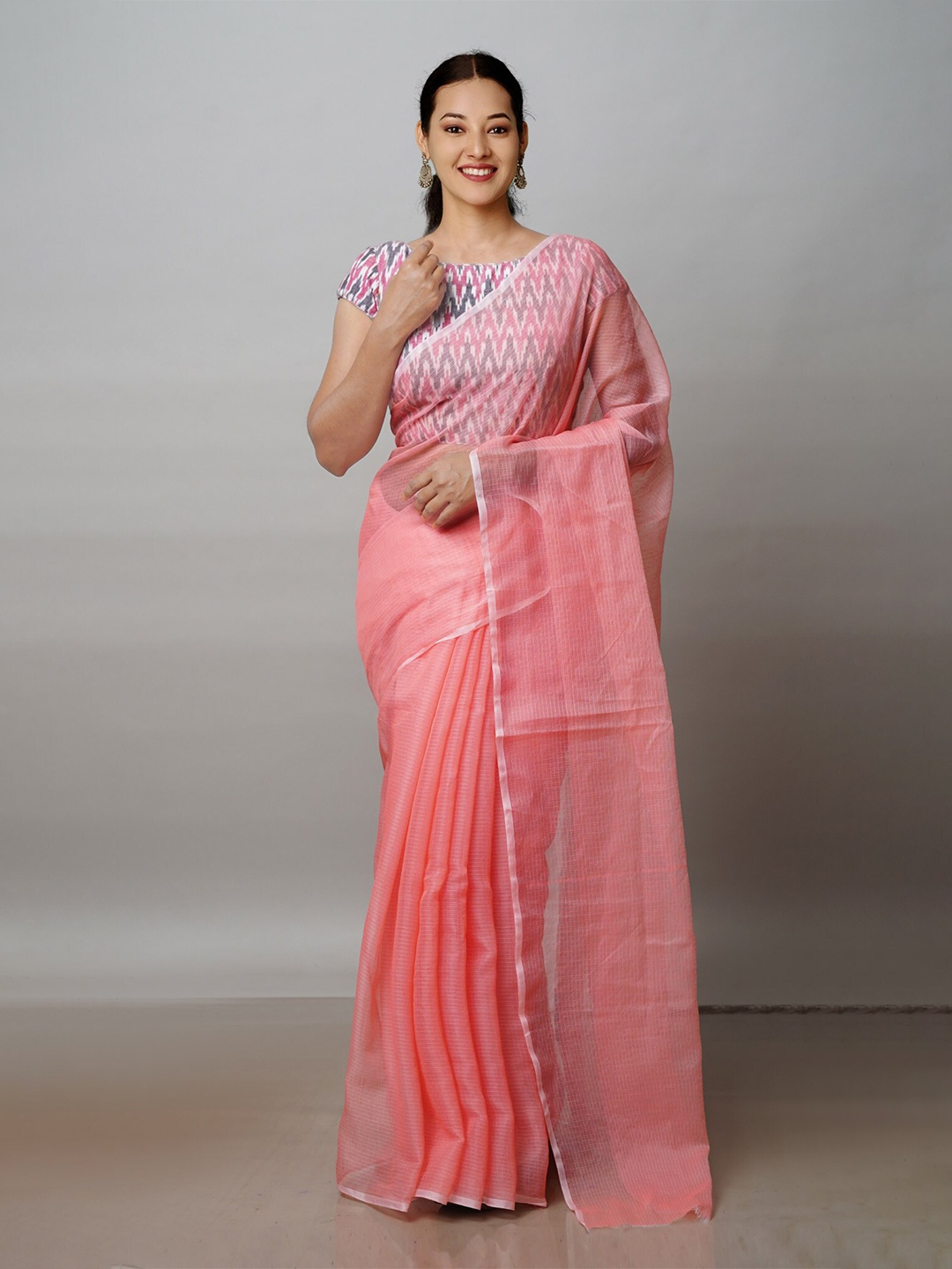 

Unnati Silks Zari Pure Cotton Kota Saree, Pink