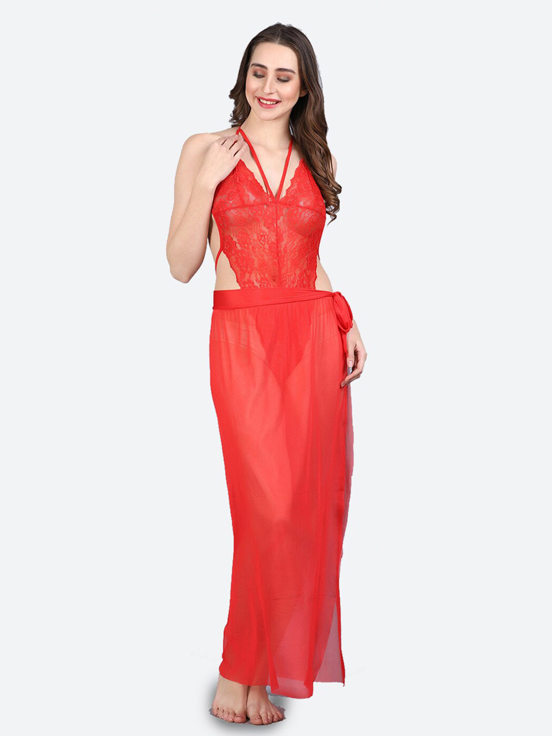 

Fleurt V-Neck Maxi Baby Doll, Red
