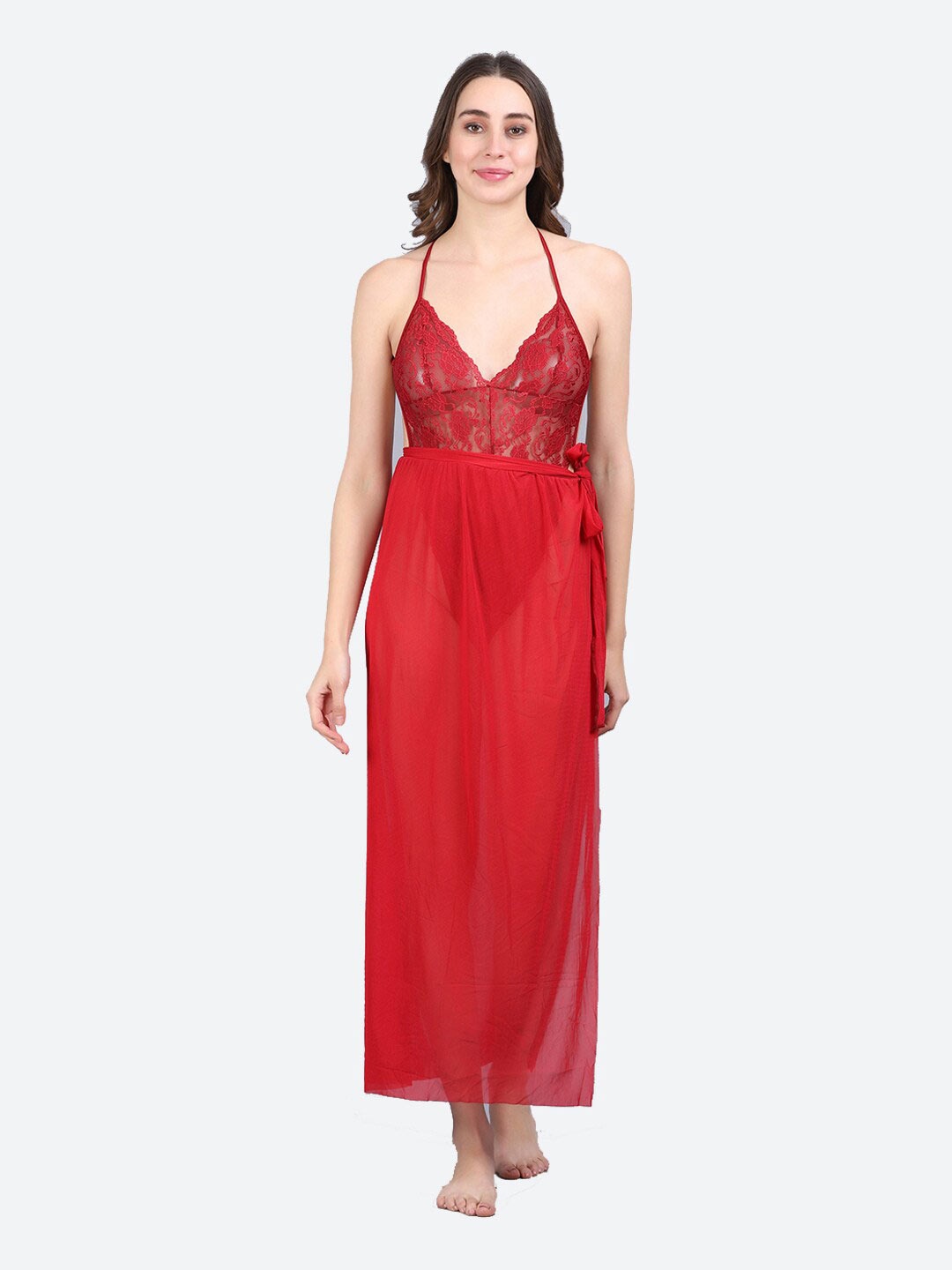 

Fleurt Shoulder Straps Lace Detail Baby Doll, Maroon