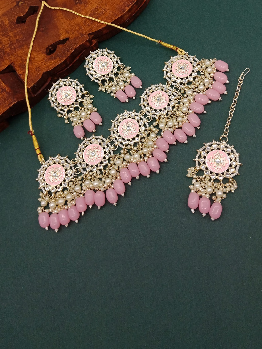 

AASHISH IMITATION Gold-Plated Stone-Studded & Beaded Jewellery Set