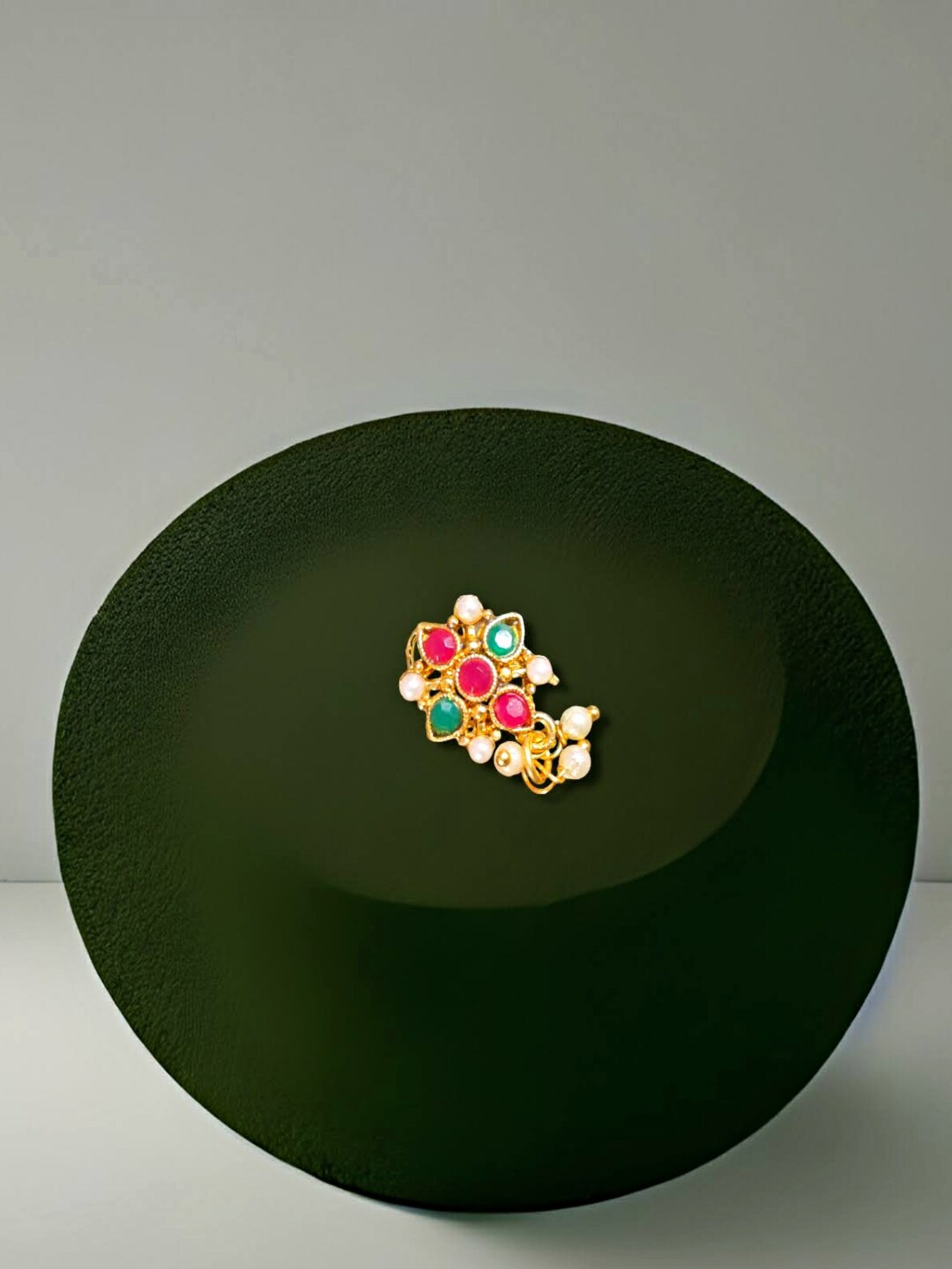 

Proplady Gold-Plated Stone-Studded & Beaded Nosepin