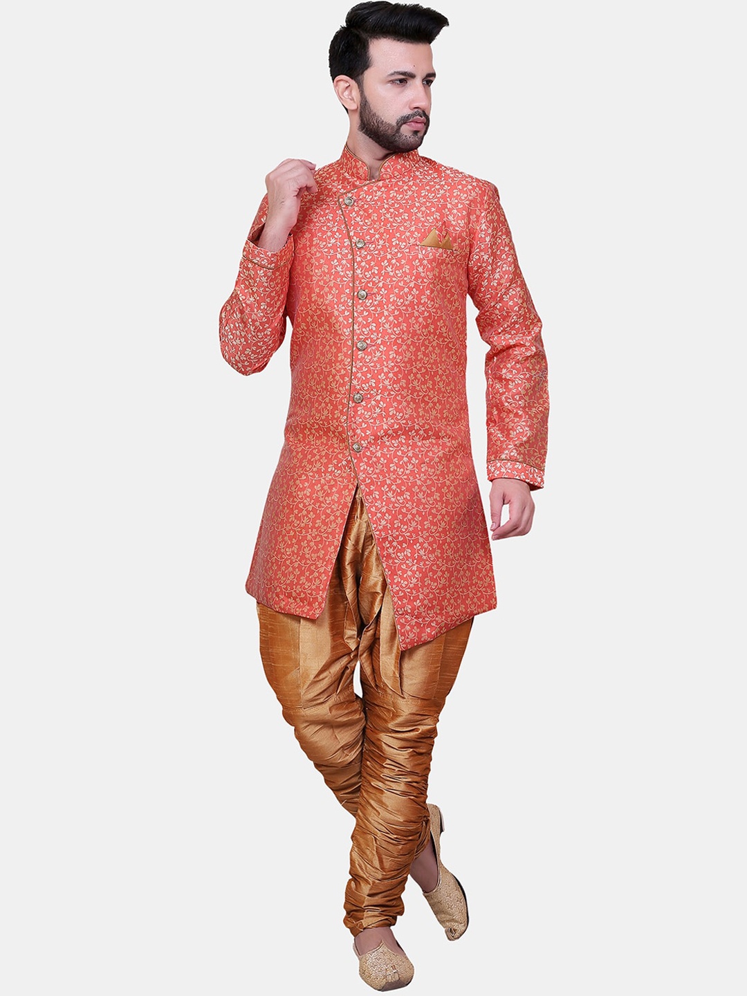 

Avaeta Floral Printed Sherwani Set, Coral