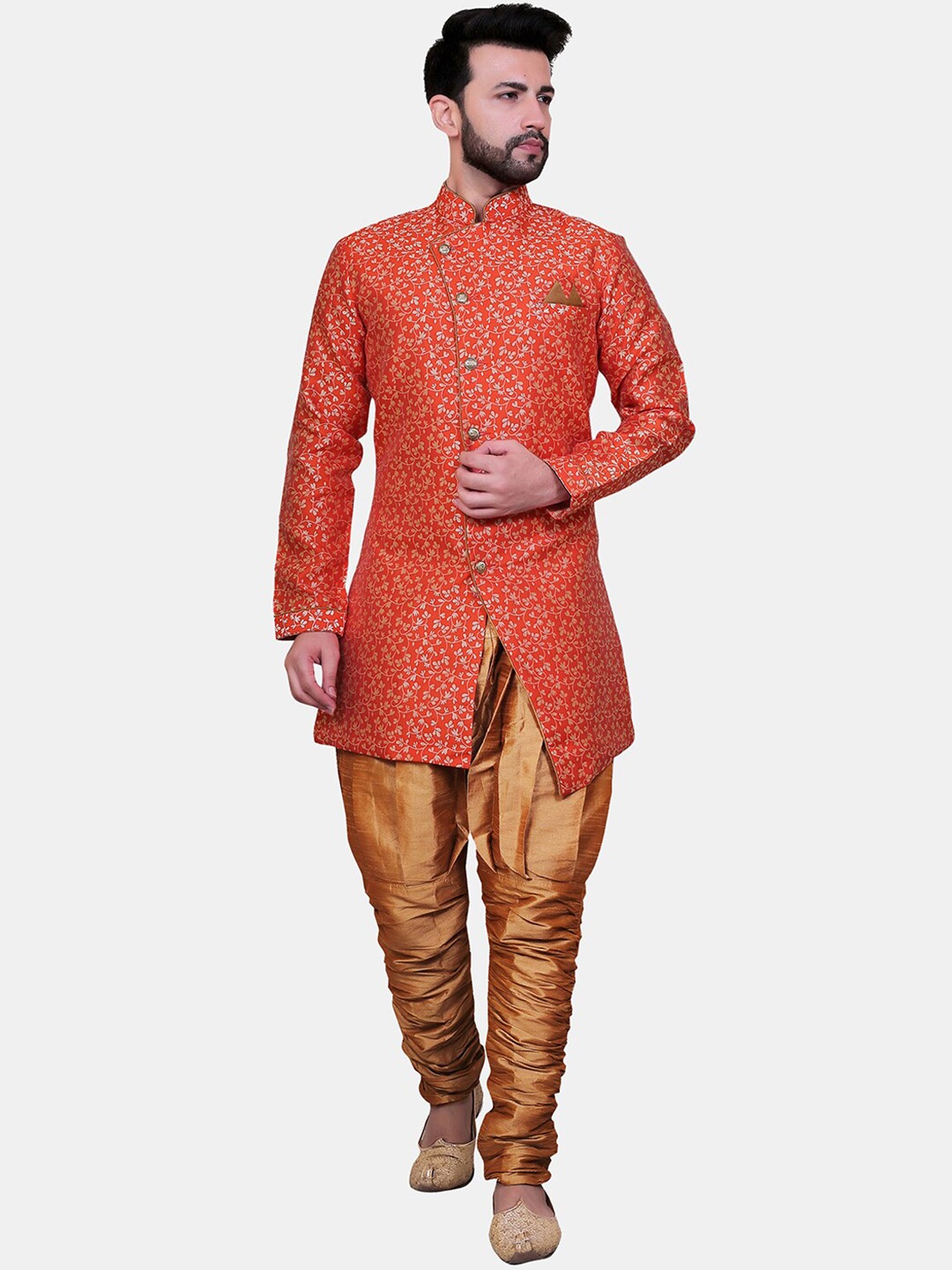 

Avaeta Floral Printed Sherwani Set, Orange