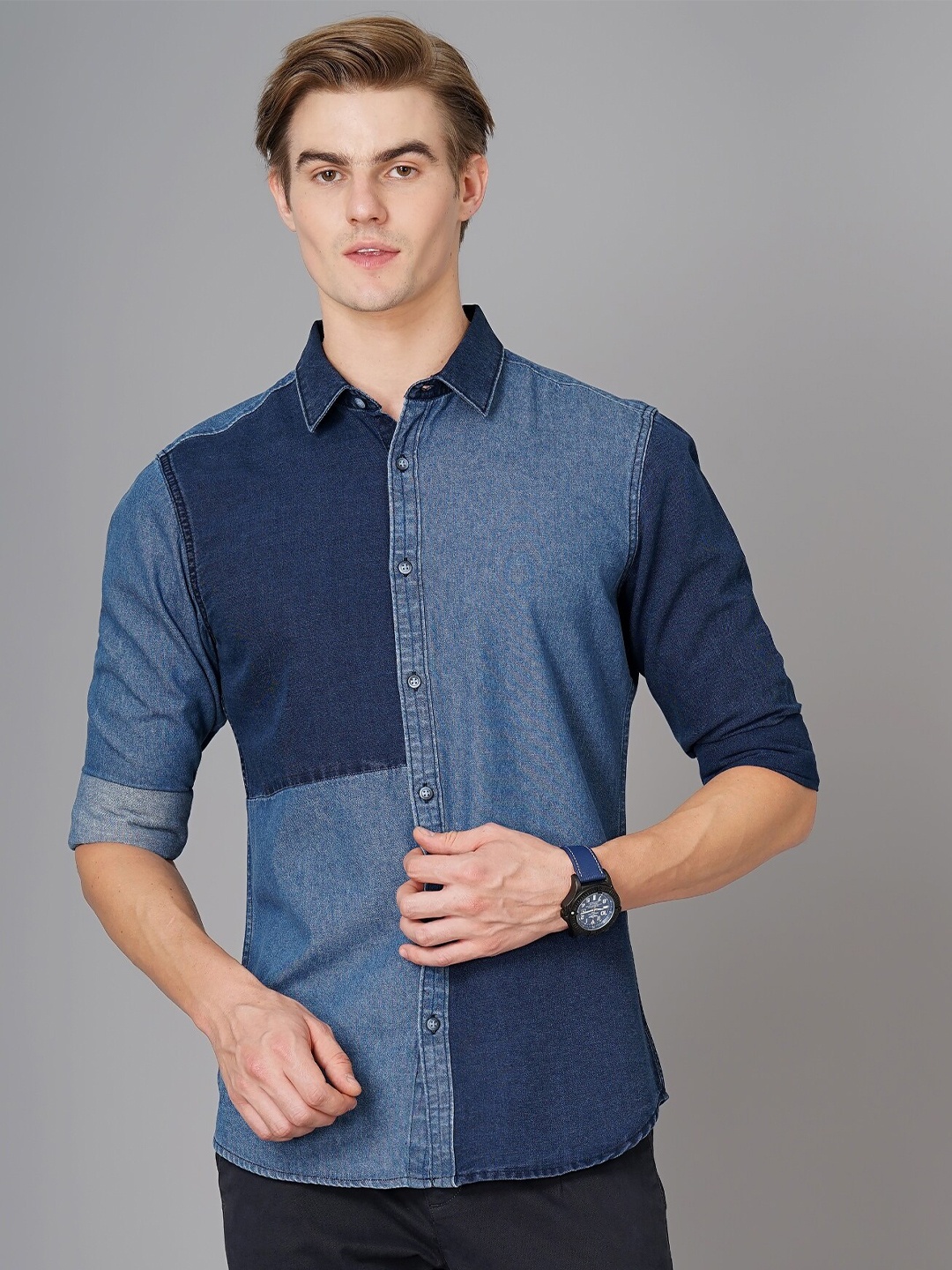 

British Club Smart Slim Fit Denim Casual Shirt, Blue