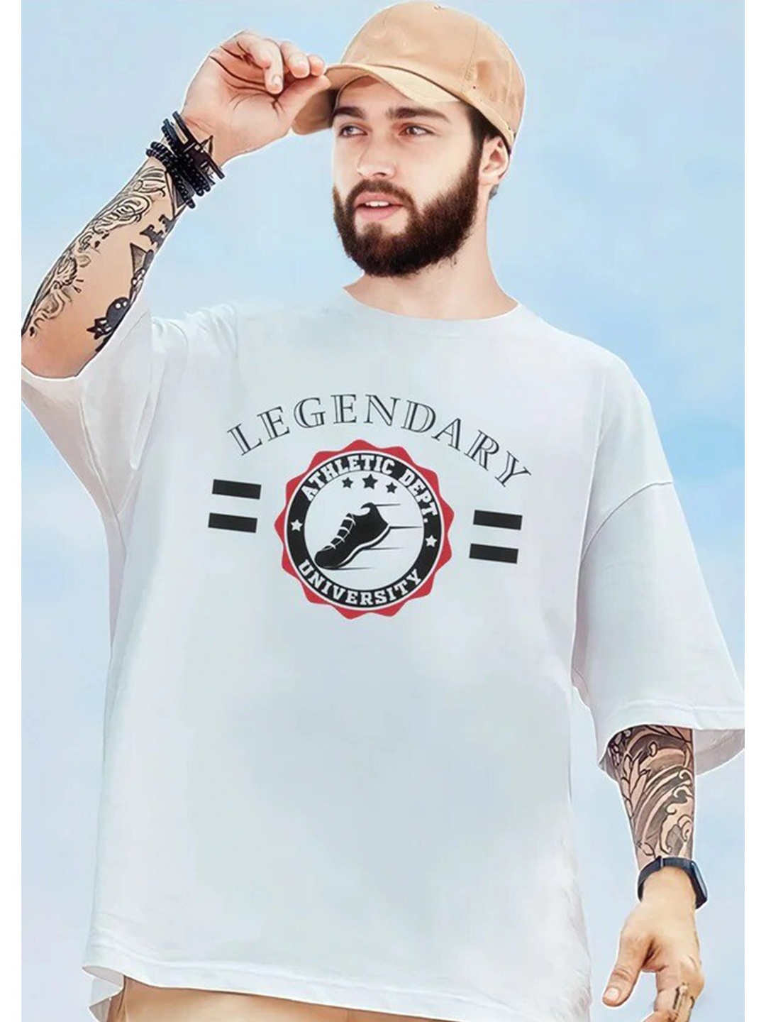 

TRIPR ORIGINALS Typography Printed Oversized Cotton T-shirt, White