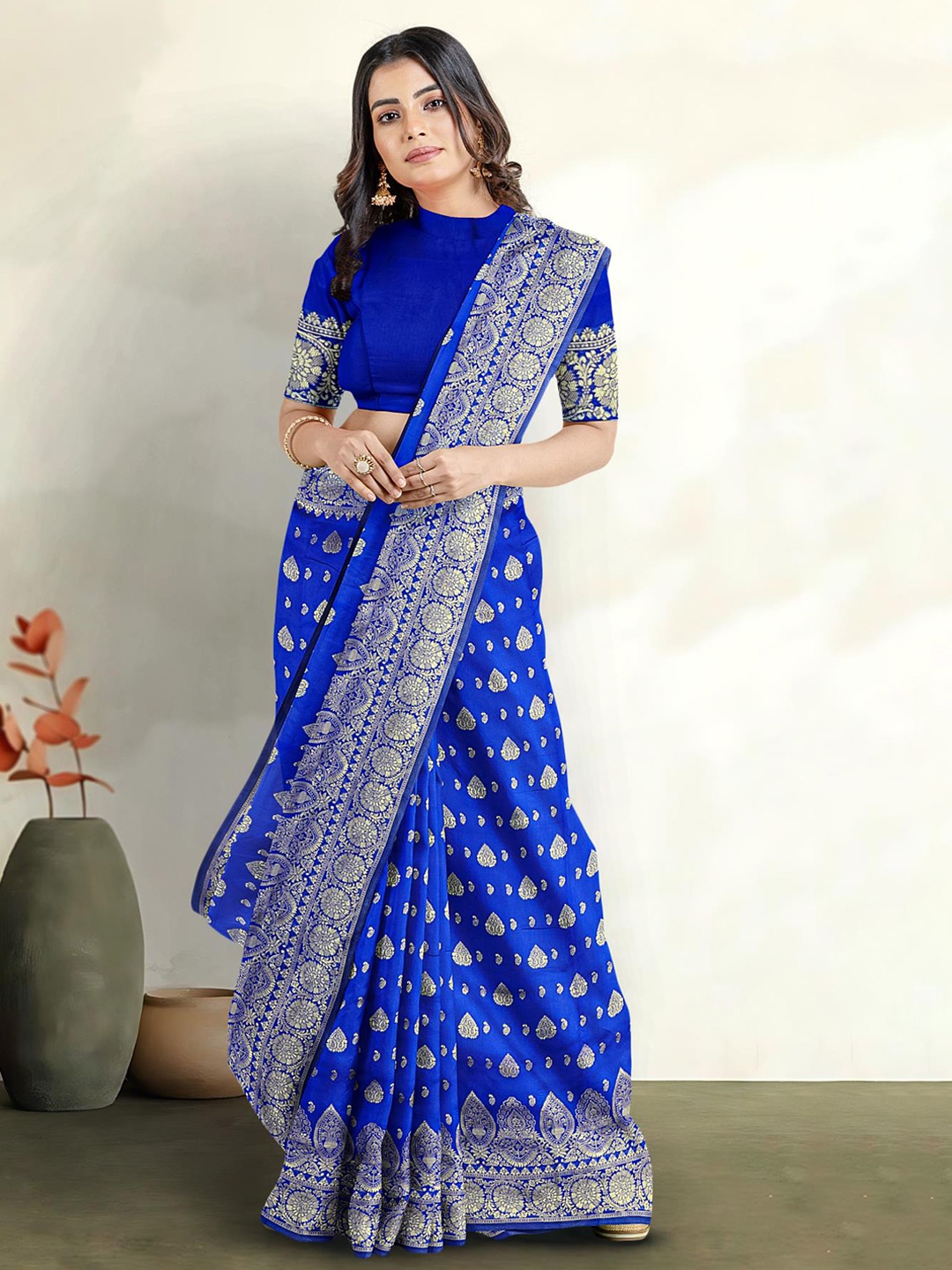 

Kalamandir Woven Design Zari Silk Blend Saree, Blue