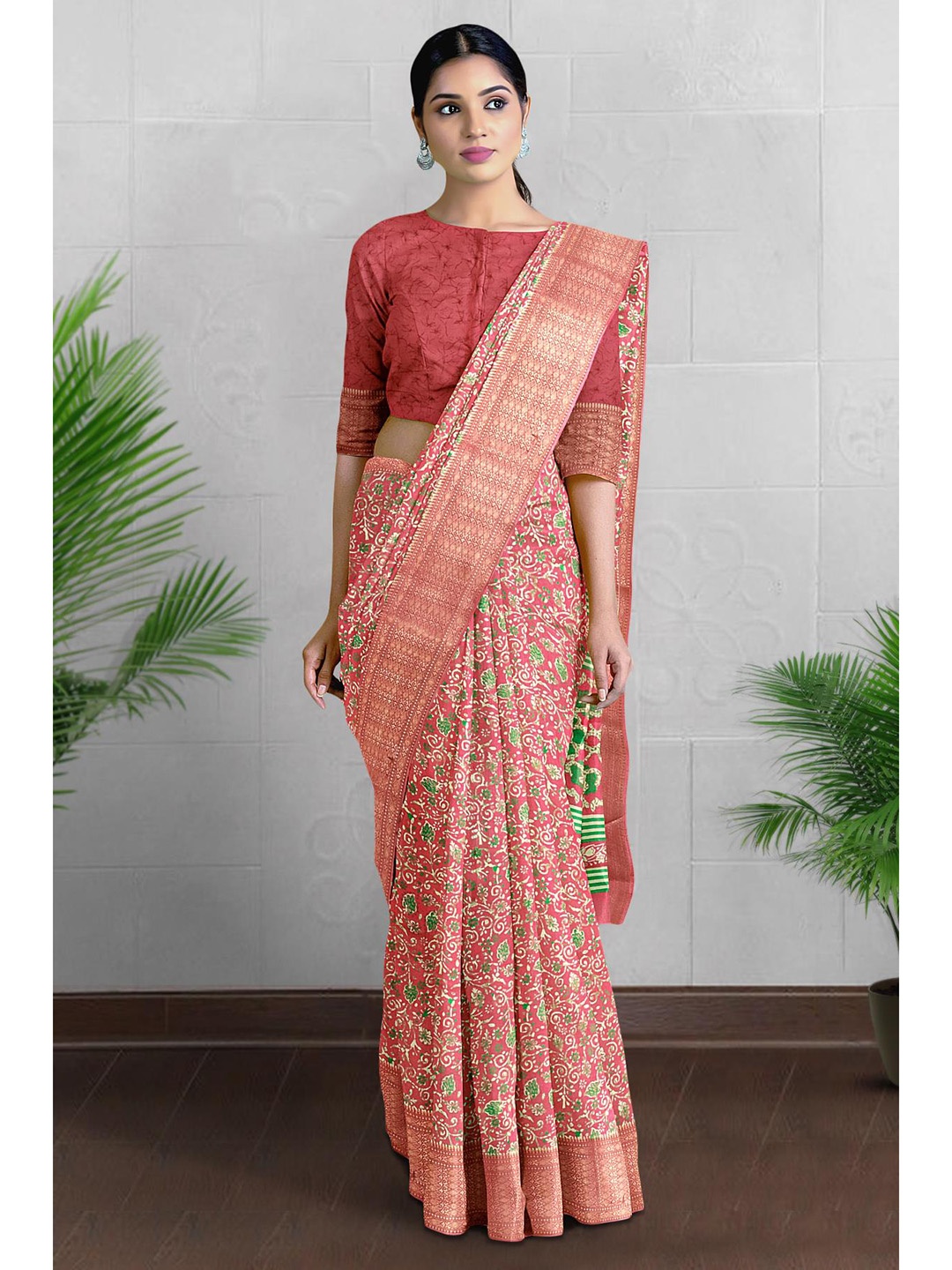 

Kalamandir Floral Woven Design Zari Saree, Pink