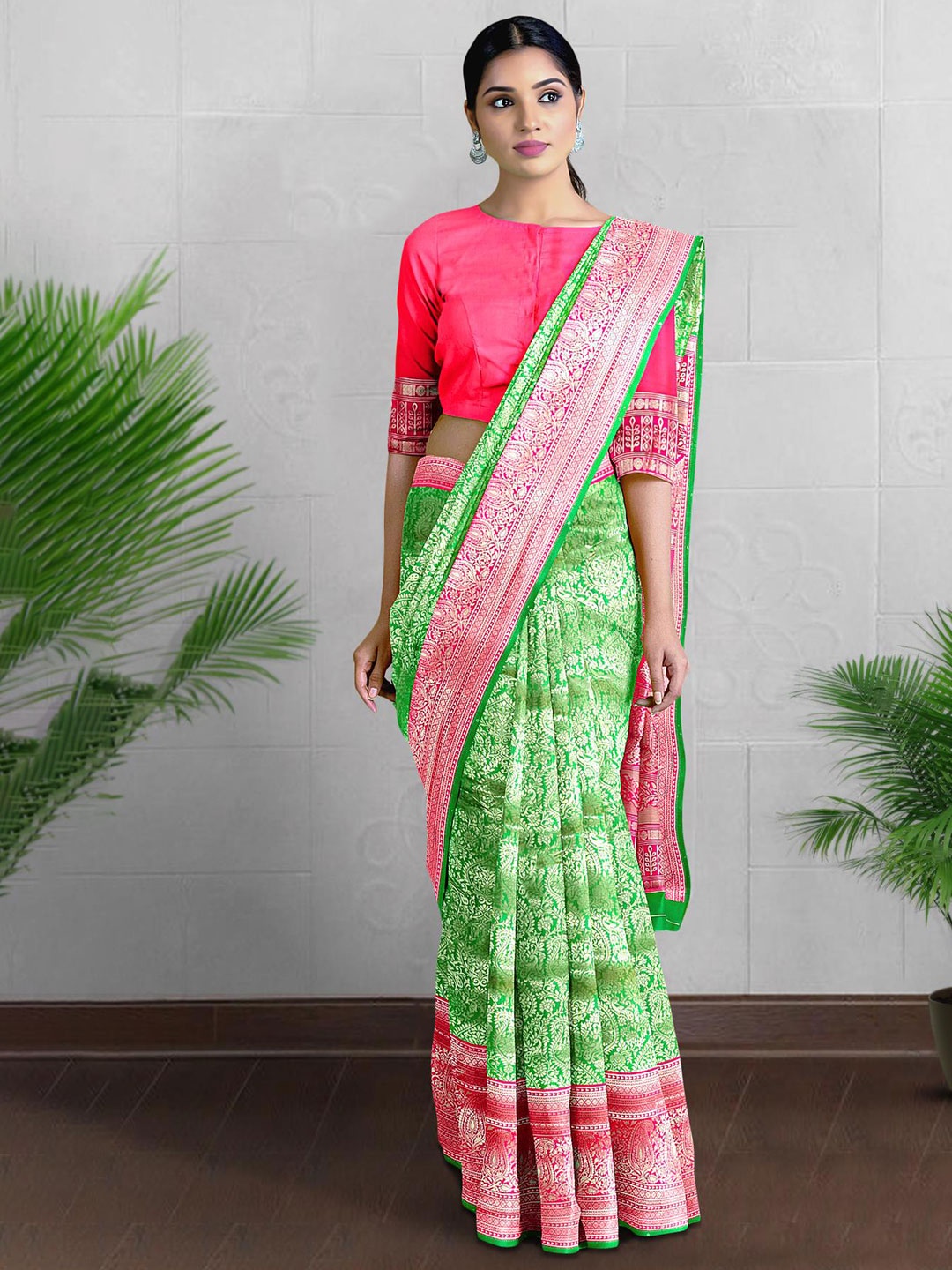

Kalamandir Woven Design Zari Silk Blend Saree, Green