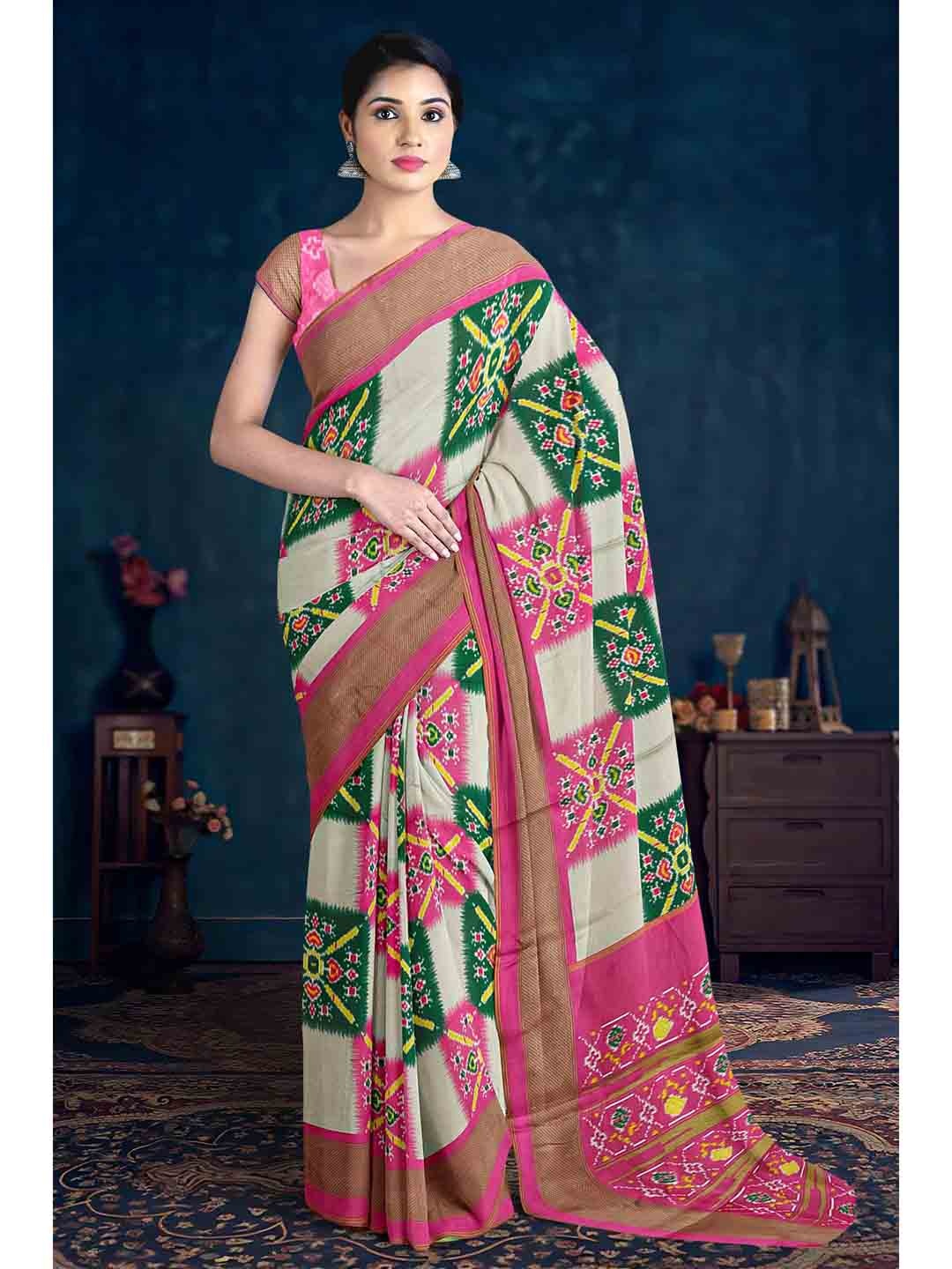 

Kalamandir Ethnic Motifs Printed Zari Silk Blend Saree, Pink