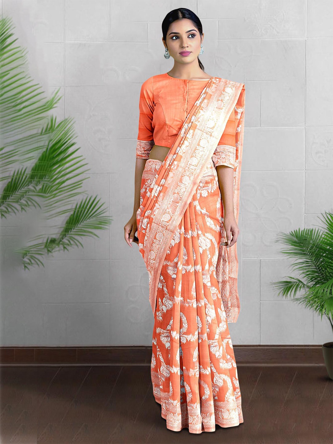

Kalamandir Woven Design Zari Saree, Peach