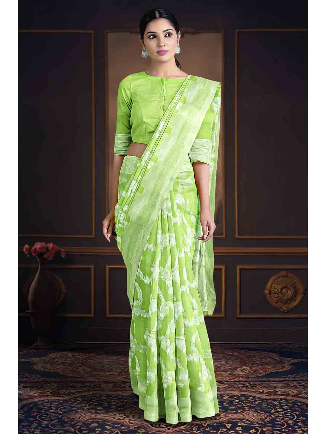 

Kalamandir Abstract Woven Design Zari Saree, Green