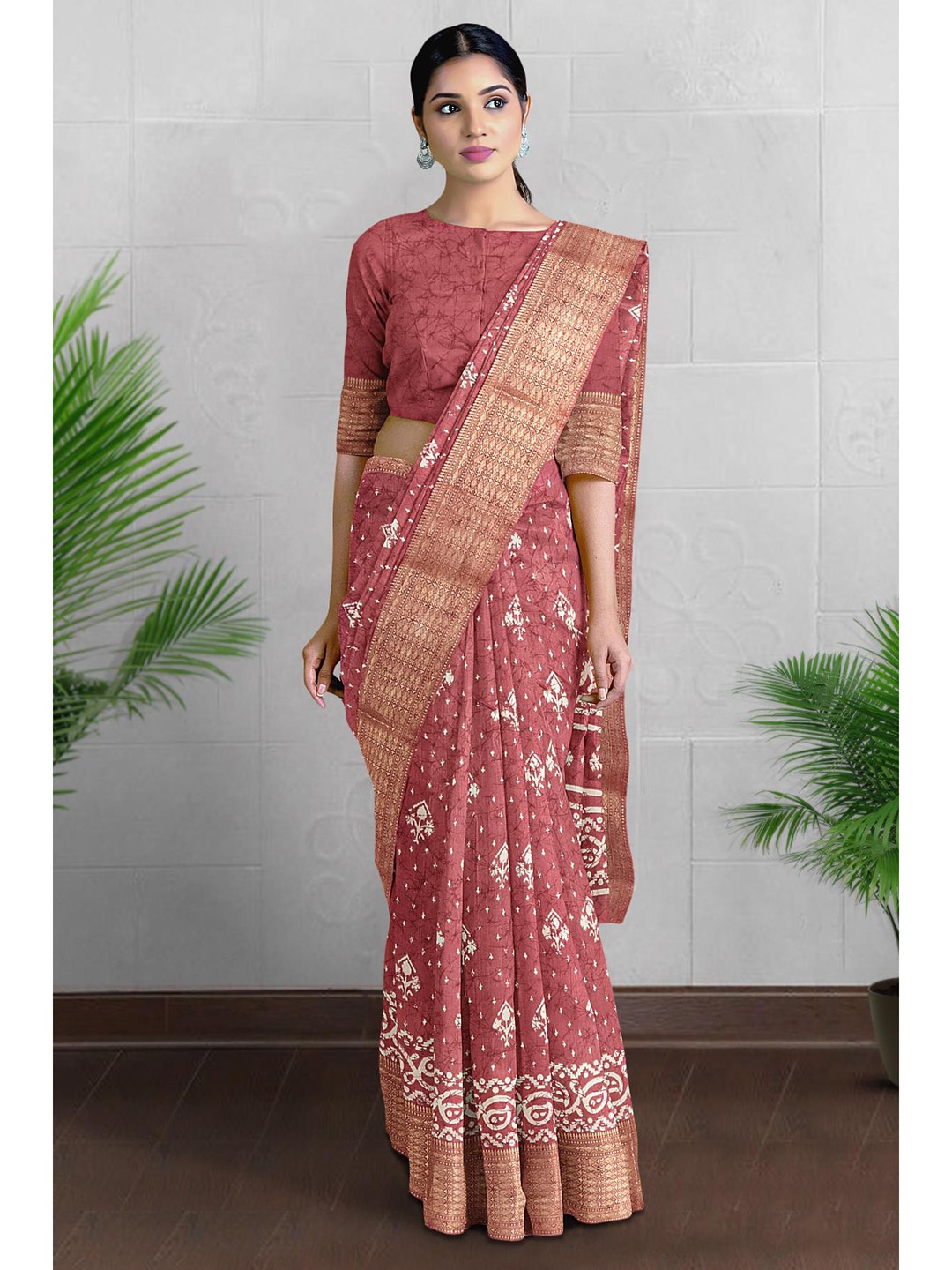 

Kalamandir Woven Design Batik Zari Saree, Red