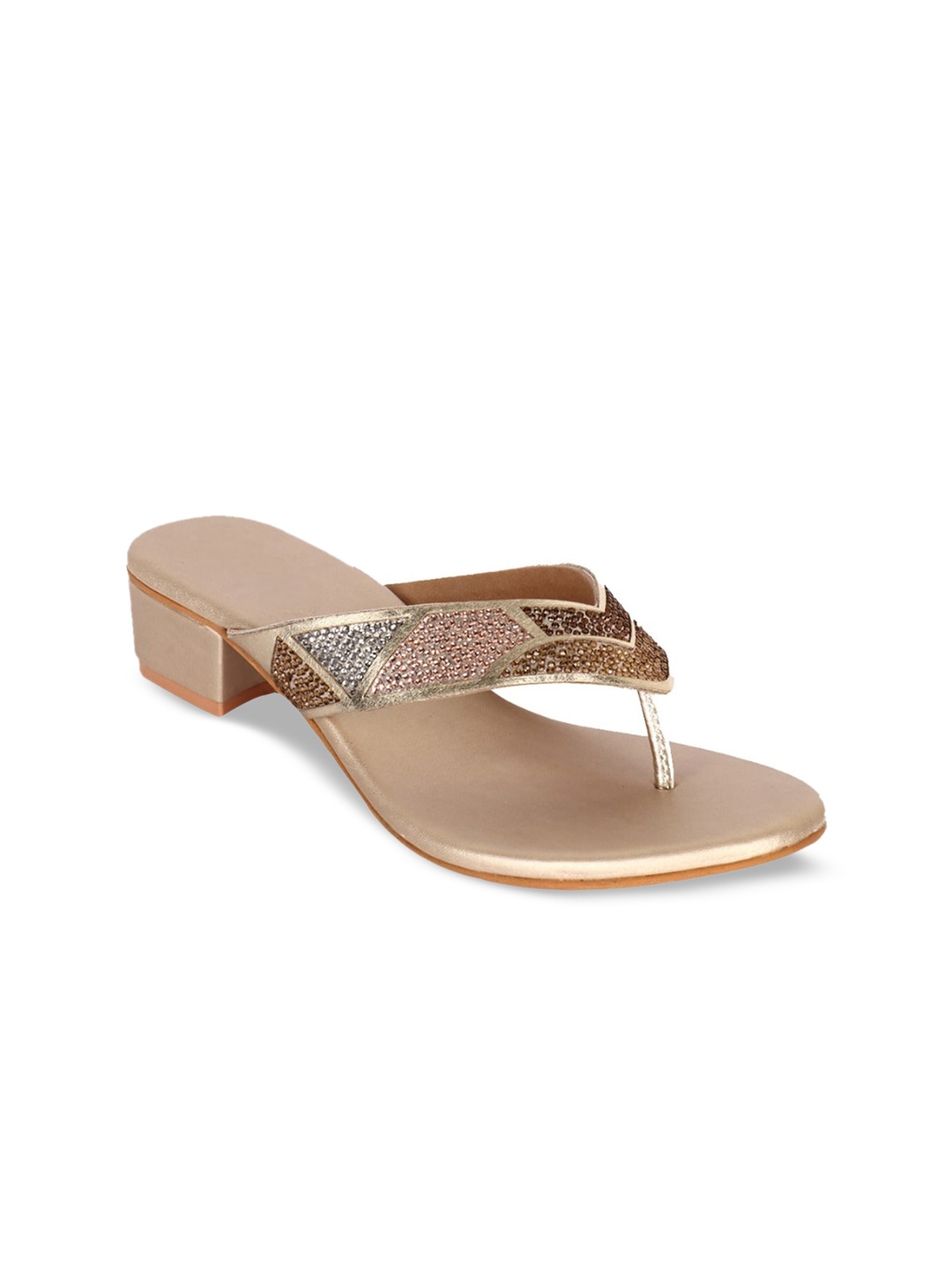 

Anouk Rose Gold-Toned Embellished Block Heels