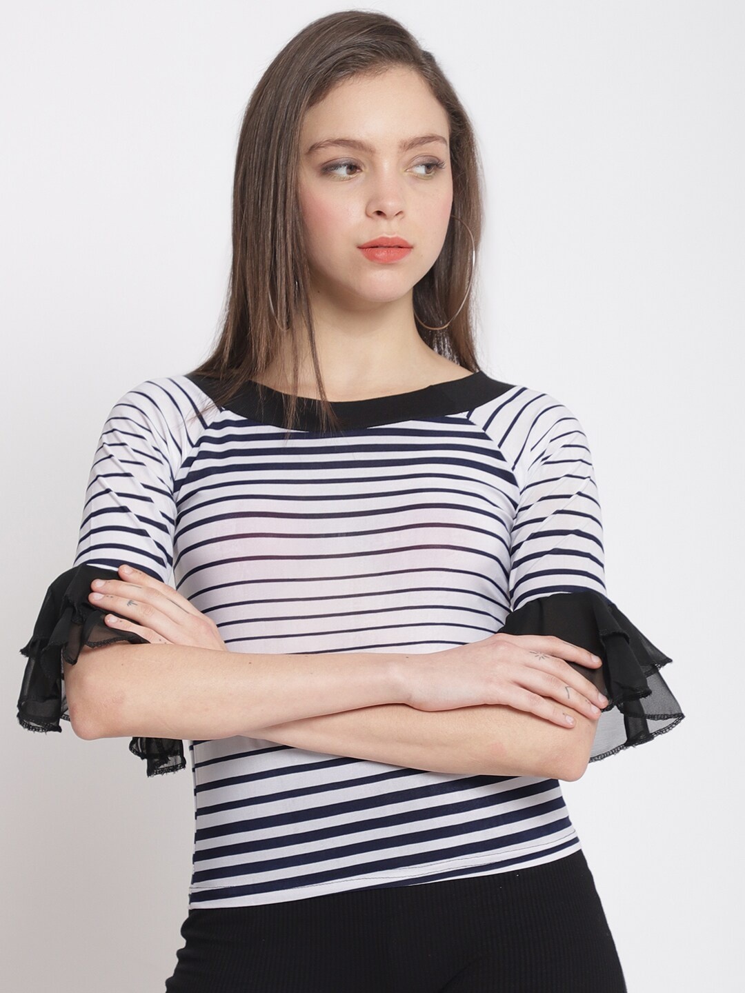 

The Mini NEEDLE Striped Regular Top, White