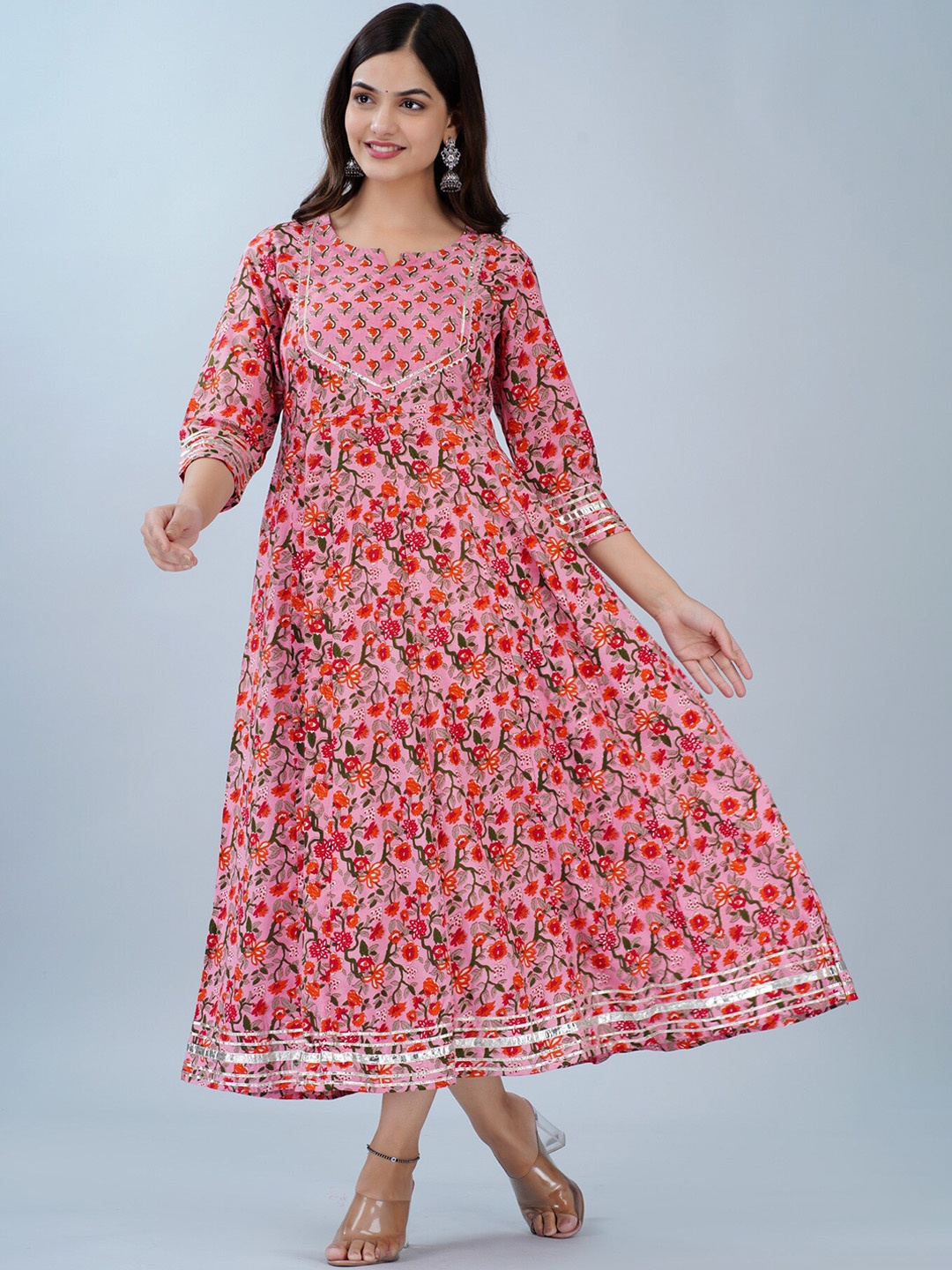 

KALINI Floral Printed Anarkali Kurta, Pink