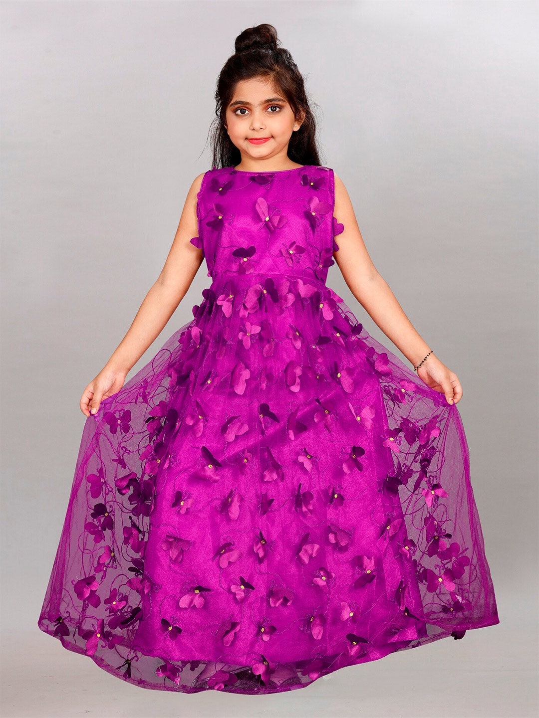 

APNISHA Girls Embellished Applique Gown Dress, Lavender