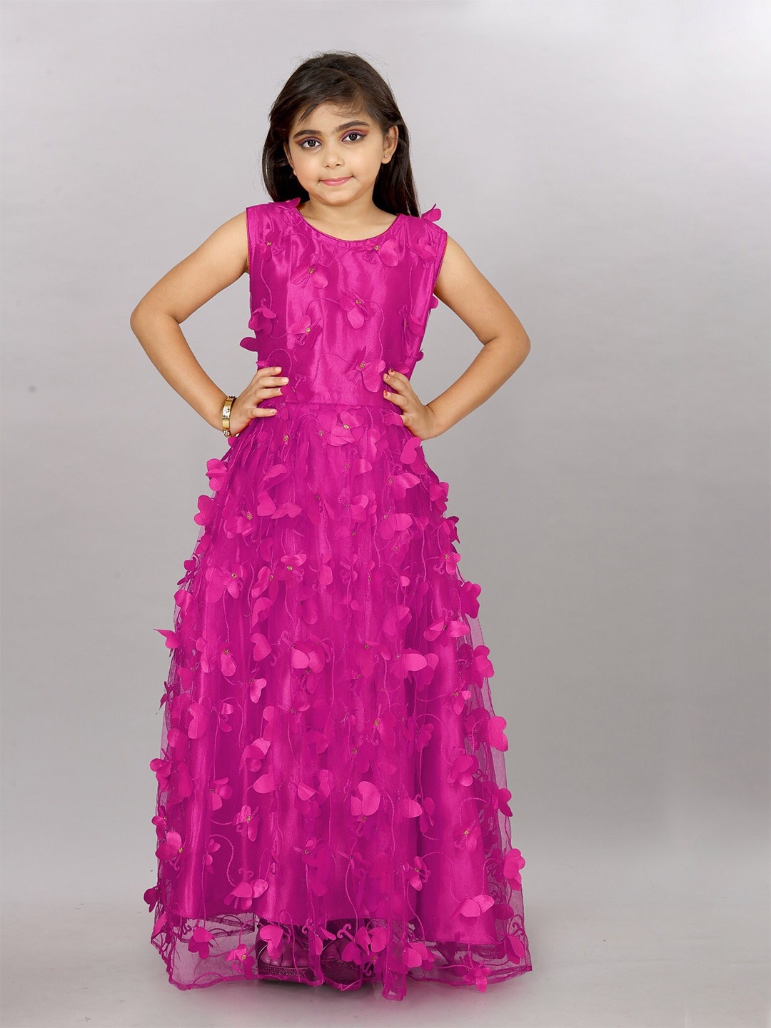 

APNISHA Girls Embellished Applique Gown Dress, Rose gold