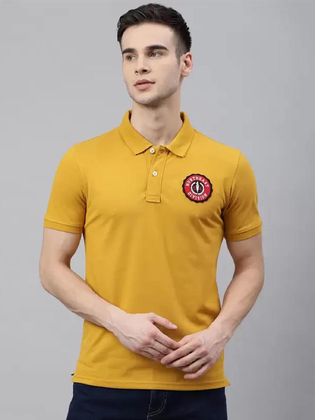 

Fort Collins Polo Collar Cotton T-shirt, Mustard