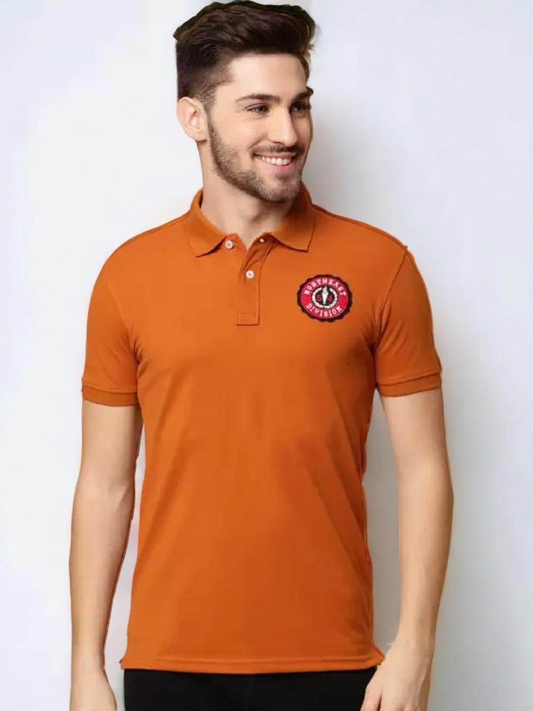 

Fort Collins Polo Collar Cotton T-shirt, Rust