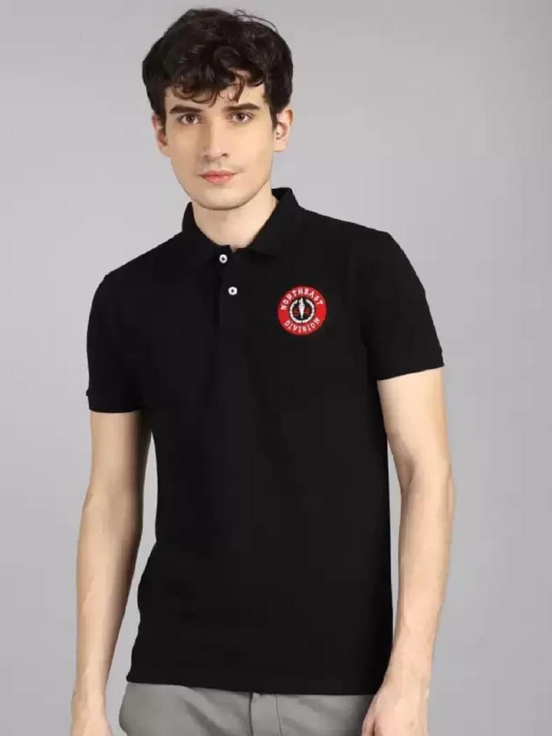 

Fort Collins Polo Collar Cotton T-shirt, Black