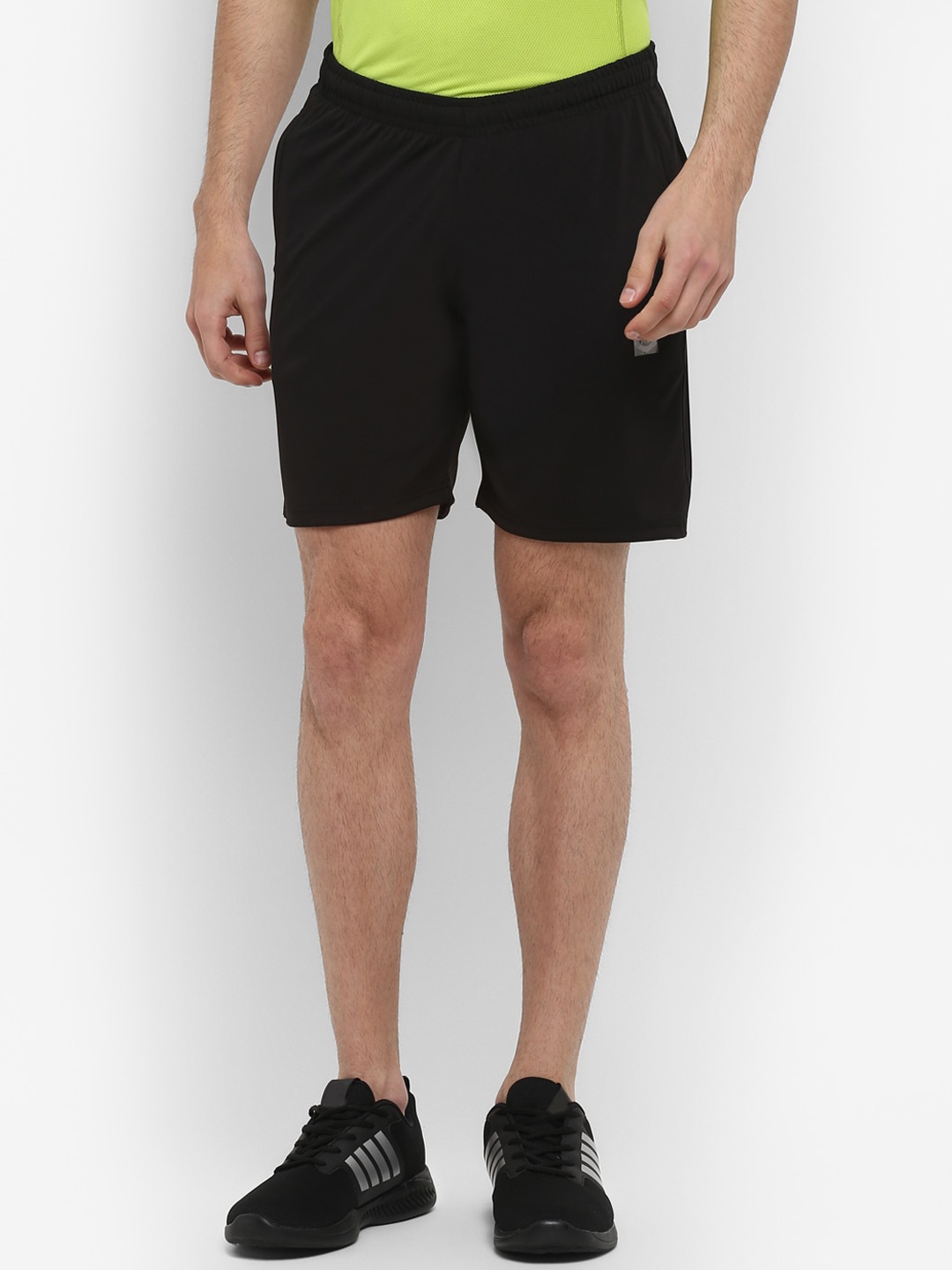 Alan Jones Men Slim Fit Mid-Rise Sports Shorts, Black