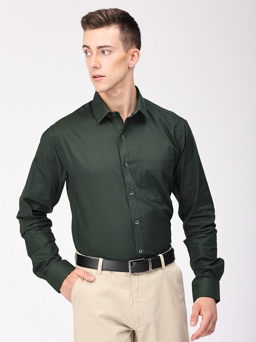 

Copperline Comfort Slim Fit Cotton Formal Shirt, Green