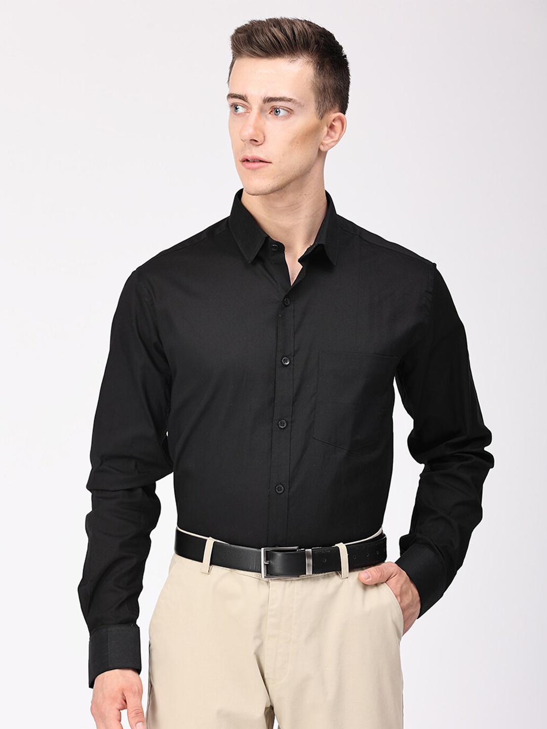 

Copperline Comfort Slim Fit Cotton Formal Shirt, Black