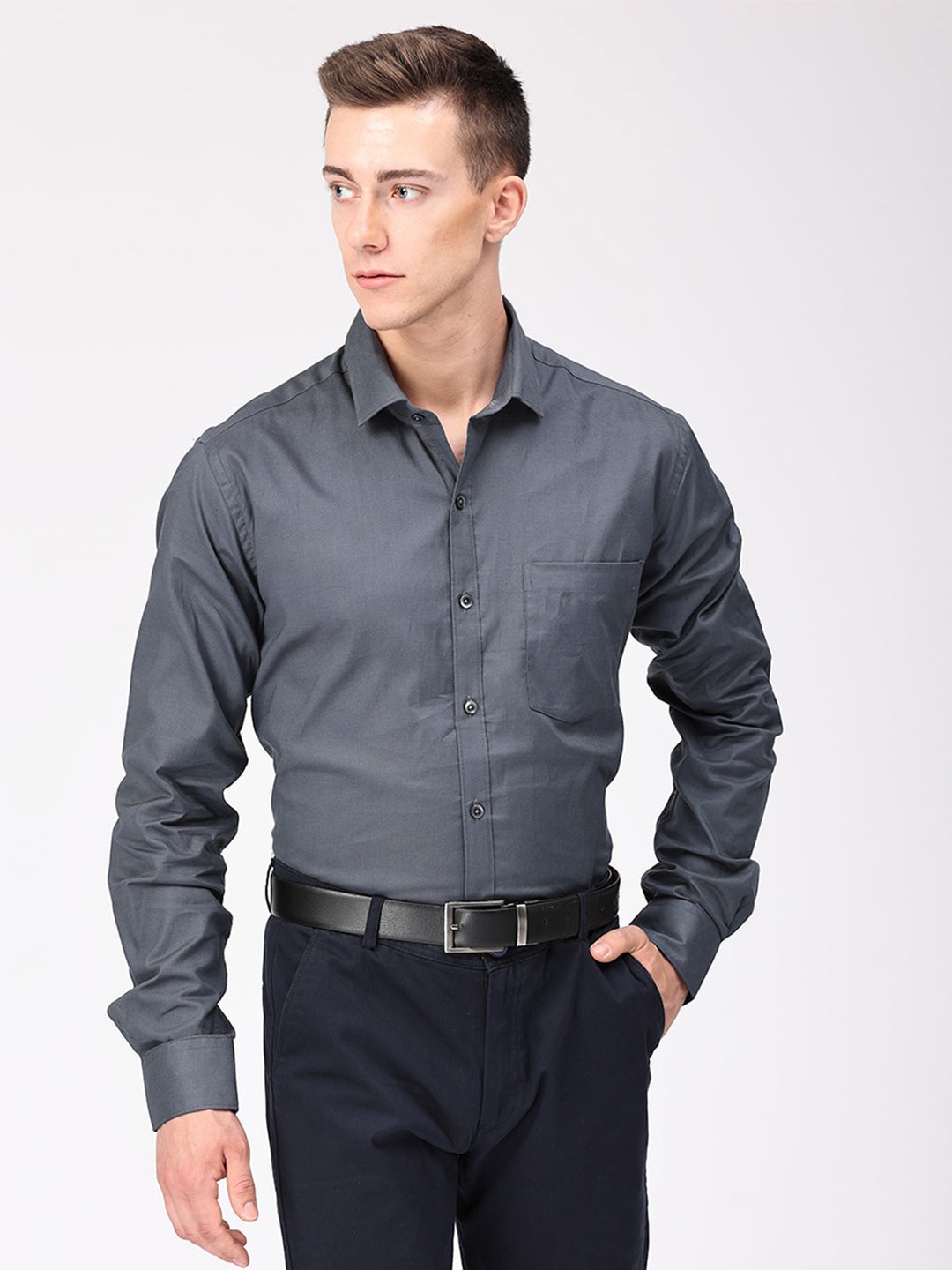 

Copperline Comfort Slim Fit Cotton Formal Shirt, Grey