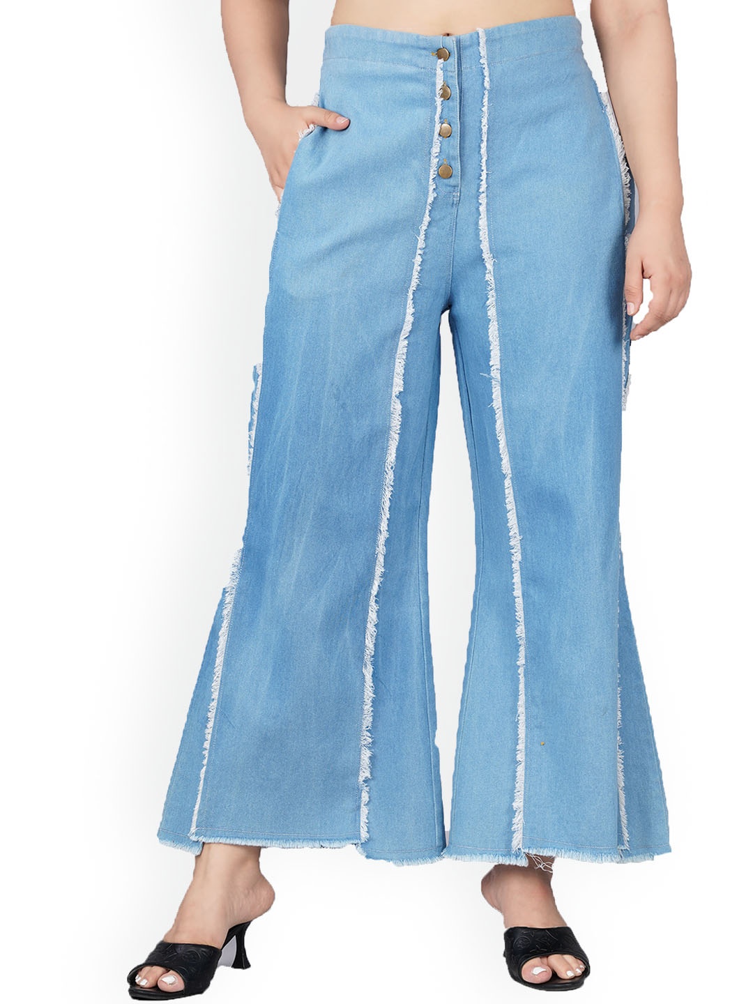 

SUMAVI-FASHION Women Blue Flared Easy Wash Trousers