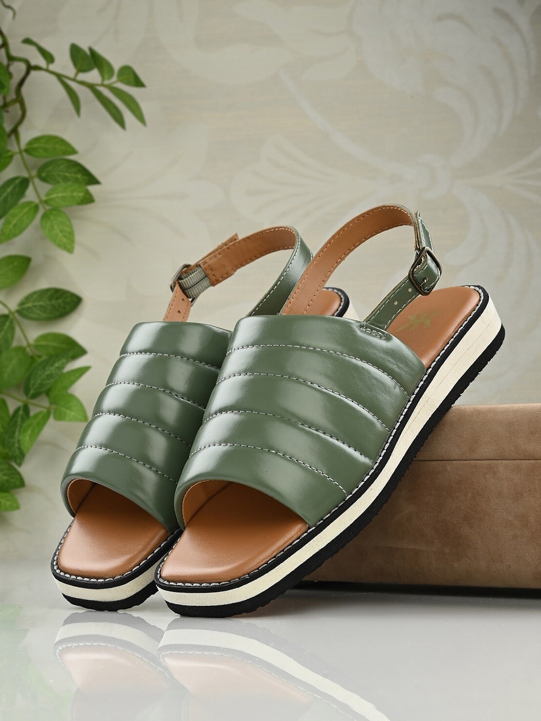 

Kook N Keech Green Striped Open Toe Mules