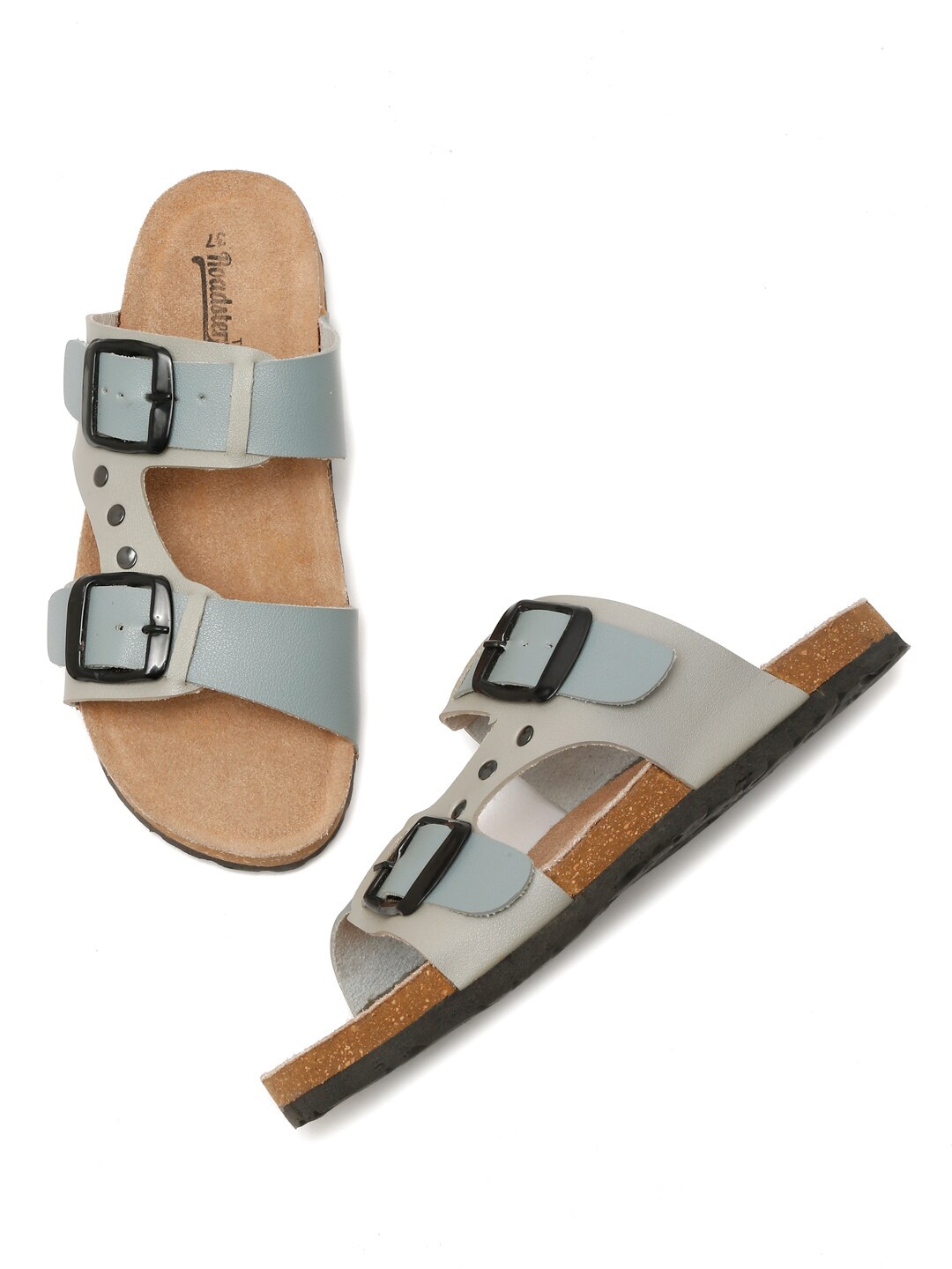 

The Roadster Lifestyle Co. Grey And Blue Colourblocked Open Toe Flats