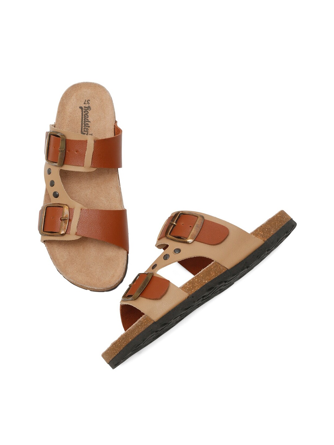 

The Roadster Lifestyle Co. Beige And Tan Brown Colourblocked Open Toe Flats