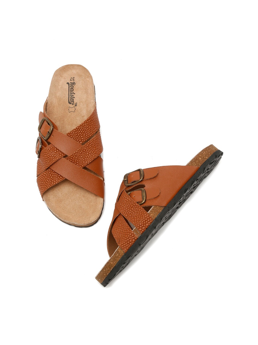 

The Roadster Lifestyle Co. Brown Textured Strappy Open Toe Flats
