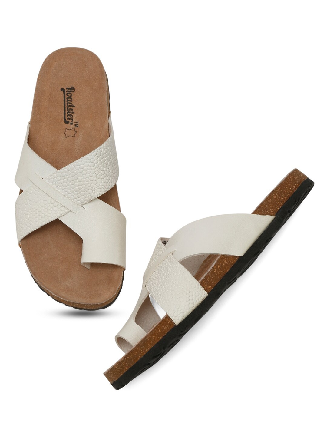

The Roadster Lifestyle Co. White Textured One Toe Flats
