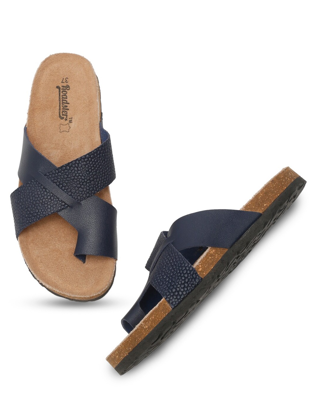 

The Roadster Lifestyle Co. Navy Blue Textured One Toe Flats