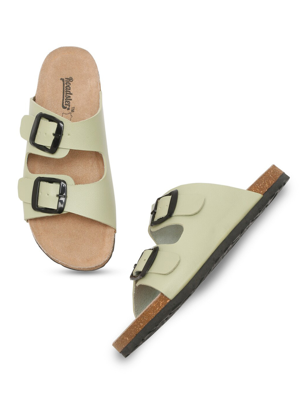 

The Roadster Lifestyle Co. Sea Green Double Straps Open Toe Flats