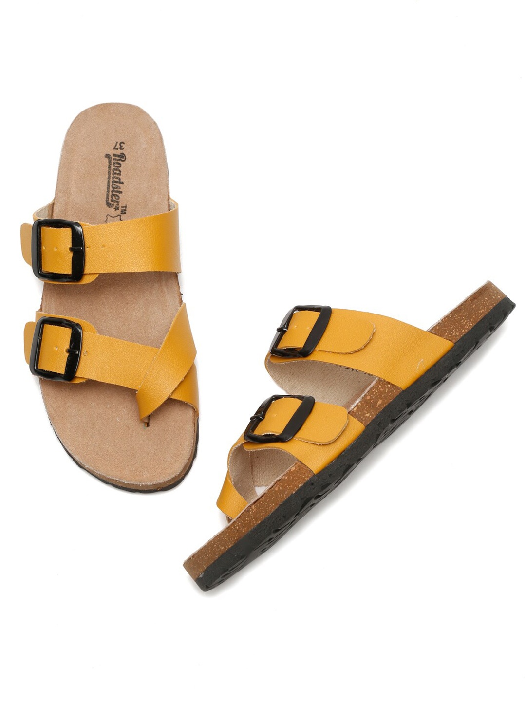 

The Roadster Lifestyle Co. Yellow Double Straps One Toe Flats